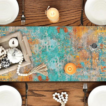 Colorful Boho Table Runner 72 Inches Long Teal5