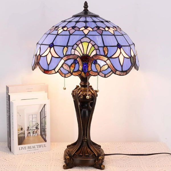 Table Lamp Base Replacement Only (L (W 8 H 24 Inch)) | Fit for 12, 14, 16, 18 Inch Tiffany Style Stained Glass Lampshade, Dark Bronze Finish, Resin, Pull Chain Switch3