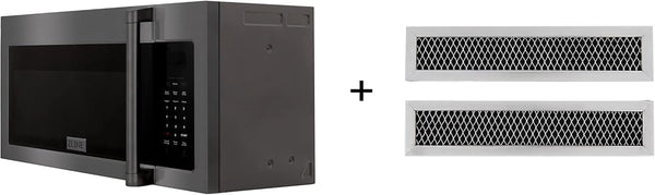 ZLINE 30" 1.5 Cu. Ft. over the Range Microwave in Black Stainless Steel with Traditional Handle and Set of 2 Charcoal Filters (MWO-OTRCFH-30-BS)1