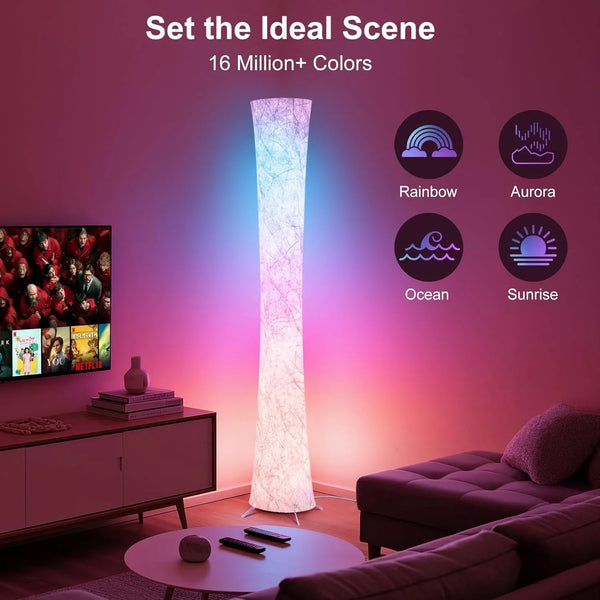 Floor Lamp, 61'' Smart RGB LED Corner Lamp with Music Sync and 16 Million DIY Colors, 3 Color Temperature, APP & Remote Control, Color Changing Standing Floor Lamp for Bedroom Living Room3