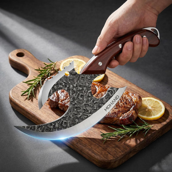 Viking Meat Cleaver Knife, Butcher Kitchen Axe & Sheath Gift for Men8