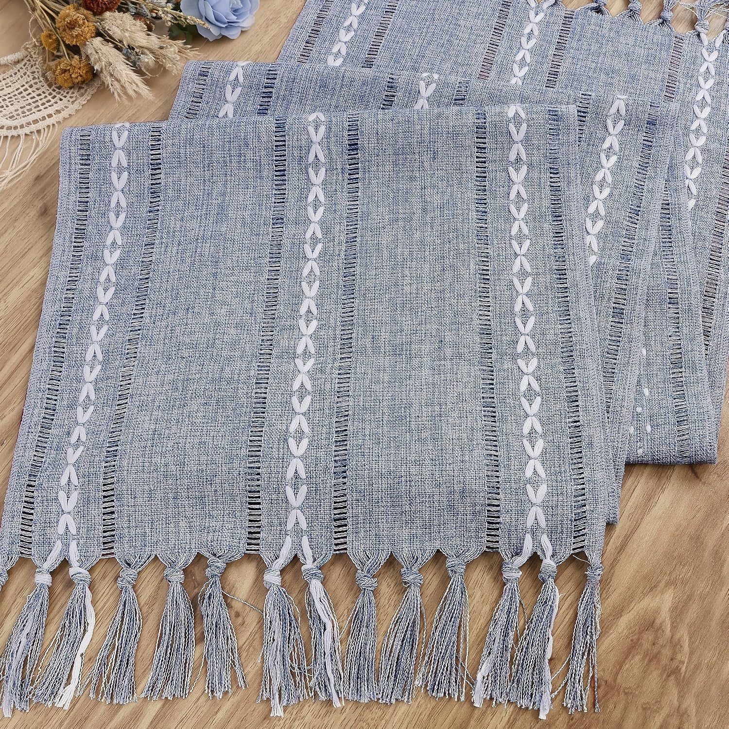 dusty-blue-table-runner-15-x-72-inches-spring-summer-cotton-linen-farmhouse-dresser-runner-cover-top-rustic-blue-and-white-coastal-table-decor-for-dining-room-kitchen-wedding-party-home-decor