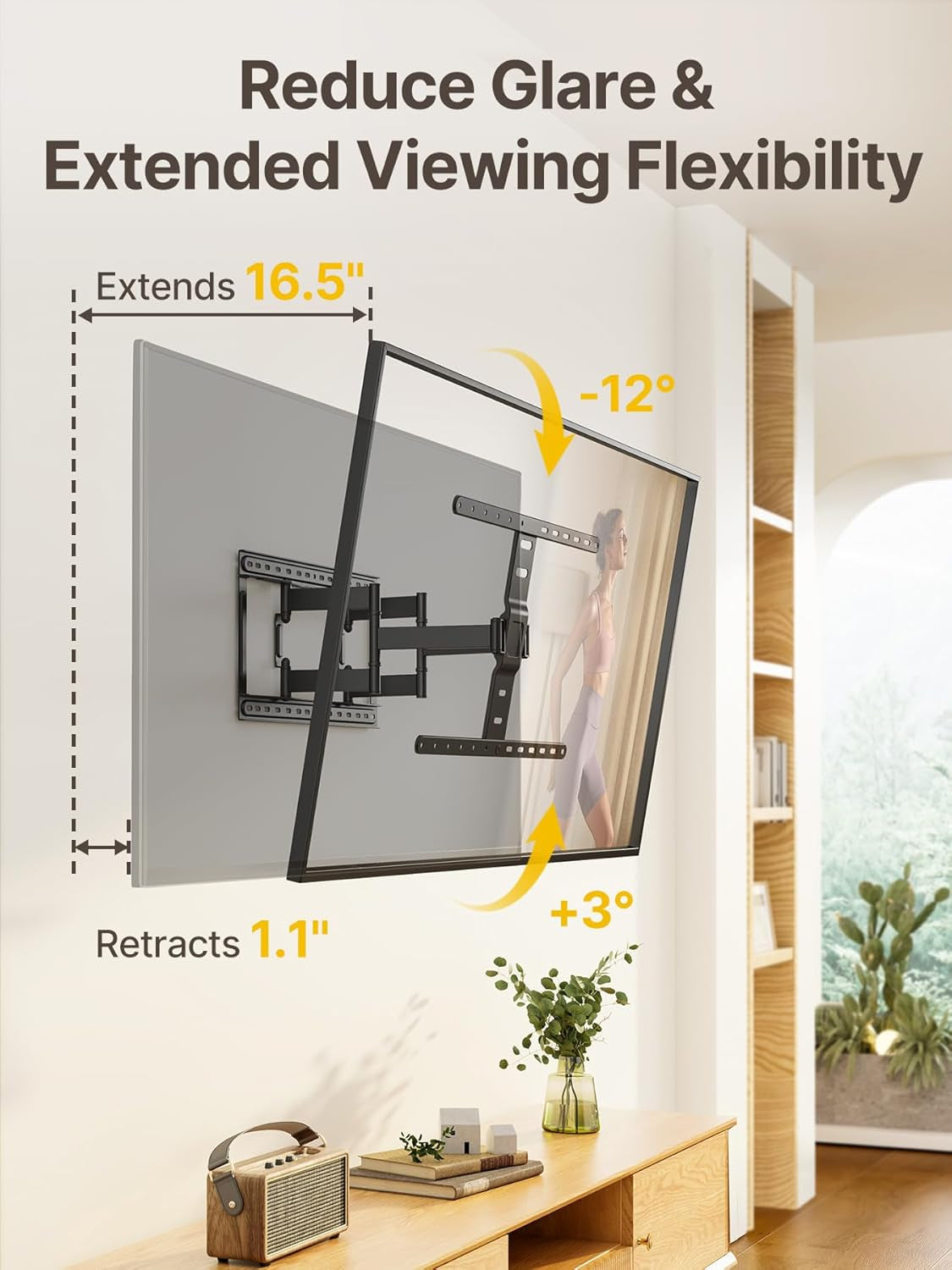 1-1-inch-ultra-slim-full-motion-tv-wall-mount-for-43-90-inch-tvs-low-profile-mount-holds-132-lb-at-full-16-5-in-extension-60-swivel-preassembled-max-vesa-600x400-mm-16-18-in-wood-studs