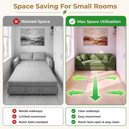 79'' Convertible Futon Sofa Bed, High‑Back Boneless Couches for Living Room7
