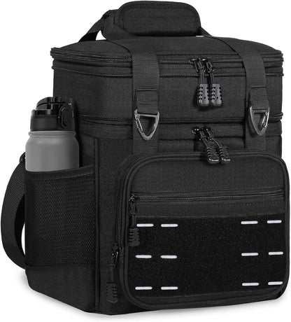 Tactical Expandable Lunch Box Men 2 Layer Cooler Bag 20 Cans Black1