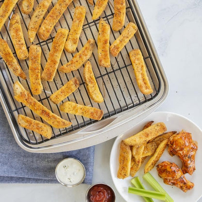 Oven Crisp Baking Tray 2Pc Set Includes Pan and Rack; Natural Aluminum for Air Frying, Crisping, Broiling, Baking; Cooking Surface 17 X 12 Inches5