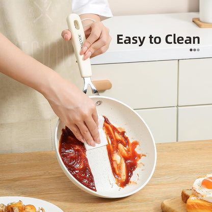 Mini Nonstick Egg Pan, 6.3 Inch Omelet Pan (16 Cm, White) | Small Single Serve Egg Nonstick Skillet, Medical Stone Coating Cookware with Heat-Resistant Handle4