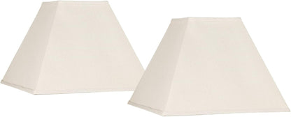Large Beige Linen Set of 2 Square Lamp Shades 7X17X13 (Spider) | 7" Top X 17" Bottom X 12" High X 13" Slant Replacement for Table + Floor Lamps Tapered Shade Pre-Assembled Harp + Finial1