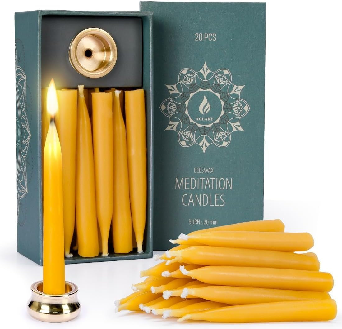 20-minute-beeswax-meditation-candles-20-count-with-brass-holder