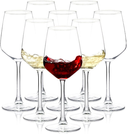 Wine Glasses Set of 8, 12Oz Clear Red/White, Long Stem Wine Glasses for Party, Wedding and Home1
