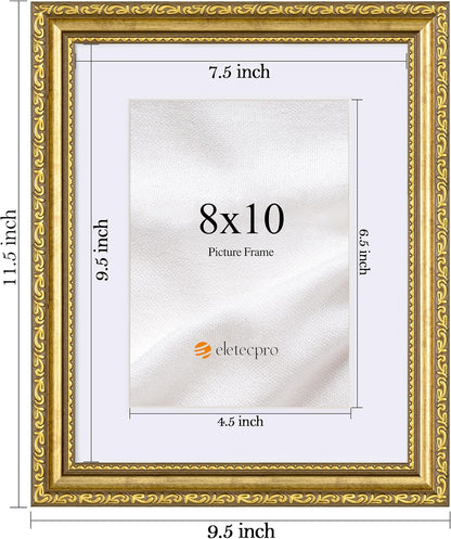 8X10 Vintage Picture Frame, Glass Cover, Gold, 4-Pack3