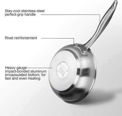 Stainless Steel Frying Pan, 8 Inch Induction Skillet | Eggs and Small Meals, Compact Size for Daily Cooking, Stay-Cool Handle2