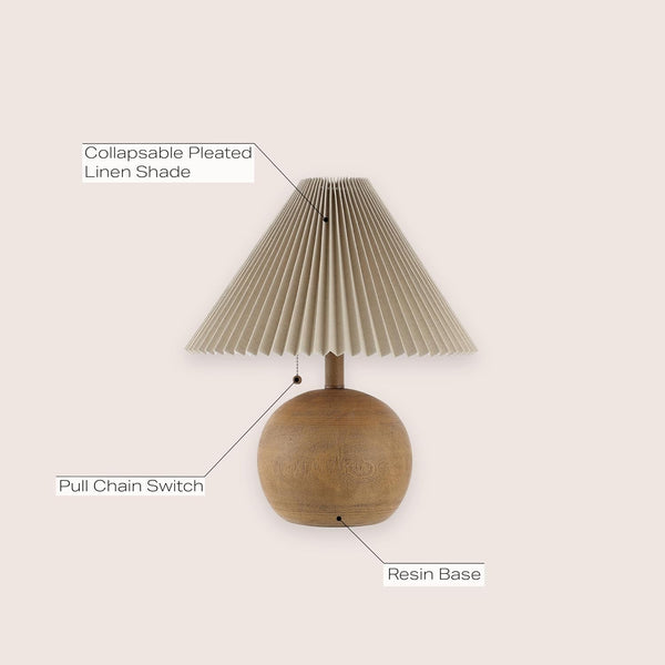 Aksel Sphere Table Lamp Coastal 17.25", Brown Wood Finish2