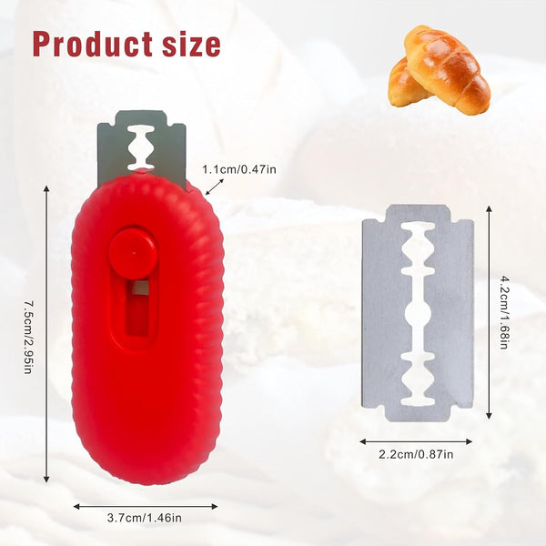 Bread Lame Dough Scoring Tool,Retractable Sourdough Scoring Tool with Stainless Steel Blade for Bread Baking, Cooking Supplies Accessories (RED)3