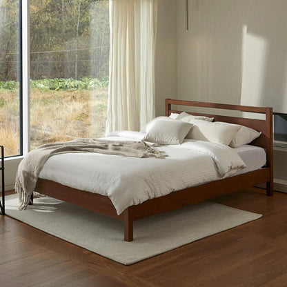 Signature Wood Platform Bed Frame with Headboard, Essential, Noise Free, under Bed Storage, No Box Spring Needed, Easy Assembly (Cherry, King (U.S. Standard))3