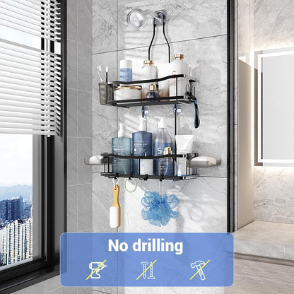 Hanging Shower Caddy over Shower Head - No Drill Rustproof Shower Rack2