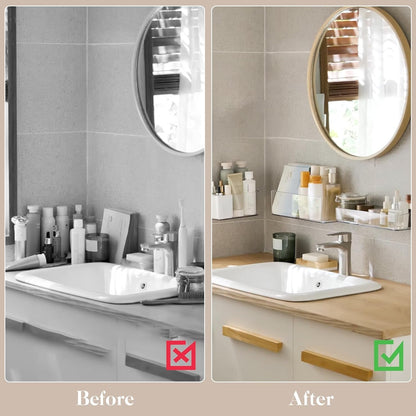 2 Pcs Clear Shower Shelf, Large Bathroom Wall Mounted Shower Caddy4