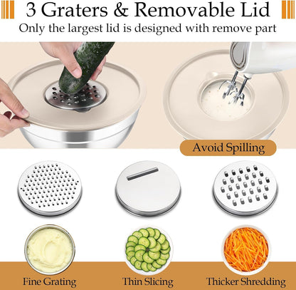 Mixing Bowls, Stainless Steel Nesting Salad Bowls Set3