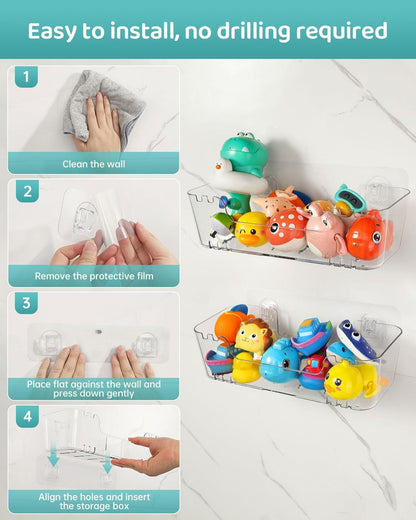Bath Toy Storage Organizer 2 Pack, Bath Toy Holder with Drain Holes6