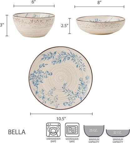 Bella 12 Piece Dinnerware Set, Service for 4, Multicolor2