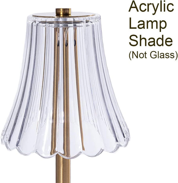 Cordless Table Lamps for Home,Table,Dining Room, Gold Rechargeable Lamps, USB Charge 12'' Tall LED Brass Portable Outdoor Indoor Table Lamp with Built-In Dimmer (Pack2 Gold Flower Lamp)6