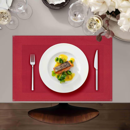 Red Placemats Set of 8, 12X18 Inch Faux Linen Table Mats2