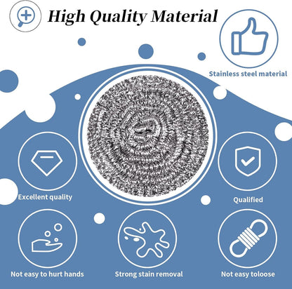 Stainless Steel Scrubber Scrubbing Scouring Pad Sponges Clean Pot Pan and Steel Wool for Kitchen Bathroom3