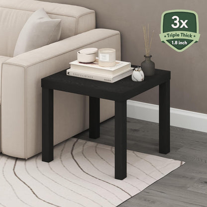Classic Toolless Square Side Table, 1.8" Thick Tabletop, Black | Modern End Table, Simple Night Stand, Bedside Table, for Living Room, Bedroom4