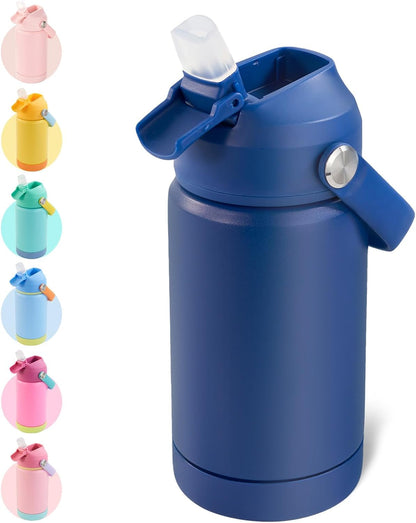12Oz Kids Water Bottle, Stainless Steel Insulated Water Bottle, Toddler Cup with Straws Leak-Proof, Kids Water Bottles for School Boys Girls, BPA Free, Blue1