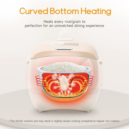 Ceramic Rice Cooker, 6 Cups Uncooked Rice Cookers with Pure Ceramic Inner Pot, Healthy & PFOA Free, 3L/3.2 Qt, DFB-C3005