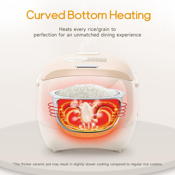 Ceramic Rice Cooker, 6 Cups Uncooked Rice Cookers with Pure Ceramic Inner Pot, Healthy & PFOA Free, 3L/3.2 Qt, DFB-C3005