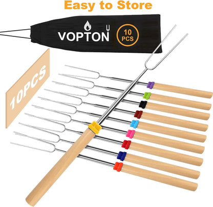 10 Pcs Marshmallow Roasting Sticks for Fire Pit Long 32Inch, Smores Sticks Skewers, Smores Kit for Fire Pit, Premium Telescoping Hot Dog Roasting Sticks for Campfire Accessories outside Camping4