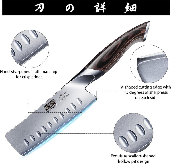 5.5 Inch Nakiri Knife, Ultra Sharp Japanese Kitchen Chef Knife2
