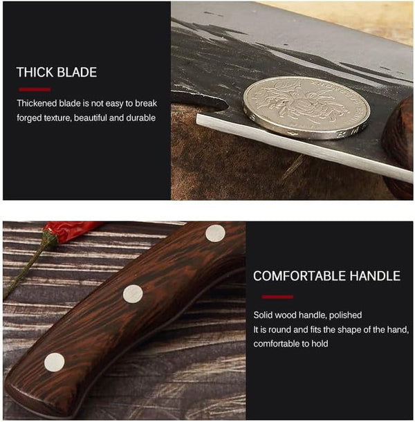 Meat Cleaver Knife, 5.2 Inch Forged Meat Cleaver Knives Stainless Steel Vegetables Slice Kitchen Chef Knife Fishing Camping Fruit Portable Utility Knives4