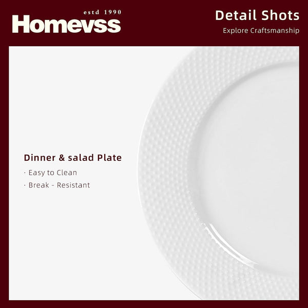 Homevss, New Bone China Embossed Rain Drops 16Pc Dinnerware Set5