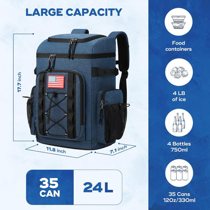 35/50 Can Insulated Backpack Cooler, Leakproof Soft Lunch Ice Bag | Keeps Food Cold for 16H, Peva Liner, Durable Nylon, Ergonomic Padding. Perfect for Men, Women, Camping, Beach, Hiking, Travel4