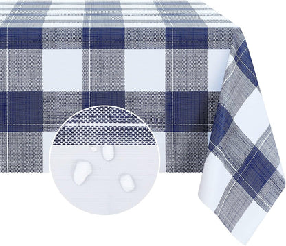 Square Vinyl Tablecloth, 100% Waterproof Oil-Proof Checkered Plastic Table Cloth, Heavy Duty Wipeable Table Covers for Dining, Camping, Picnic, Outdoor - 54 X 54 Inch, Blue Checkered1