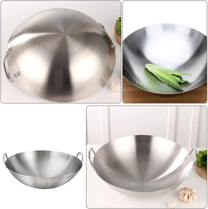 Stainless Steel Wok 12.00In round Bottom Wok Large Capacity Frying Pan for Gas Stove Chinese for Stir Frying Bbq Fried Potatoes Scrambled Eggs5