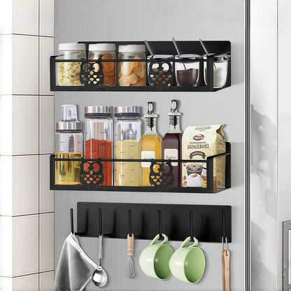 Magnetic Spice Rack for Refrigerator,Space Saving Kitchen Organizer Shelf6