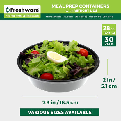 Meal Prep Bowl Containers [30 Pack] Plastic Bowls with Lids for Soup and Salad, Food Storage Bento Box, BPA Free, Stackable, Lunch Boxes, Microwave/Dishwasher/Freezer Safe (28 Oz)4