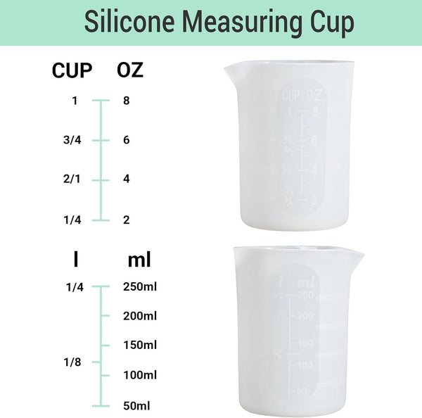 250Ml Silicone Measuring Cups, 4 PCS Large Nonstick Reusable Silicone Mixing Cups Durable Easy Clean for Epoxy Resin, Casting Molds, Stain Jewelry Making, Waxing, DIY, Art, Craft2