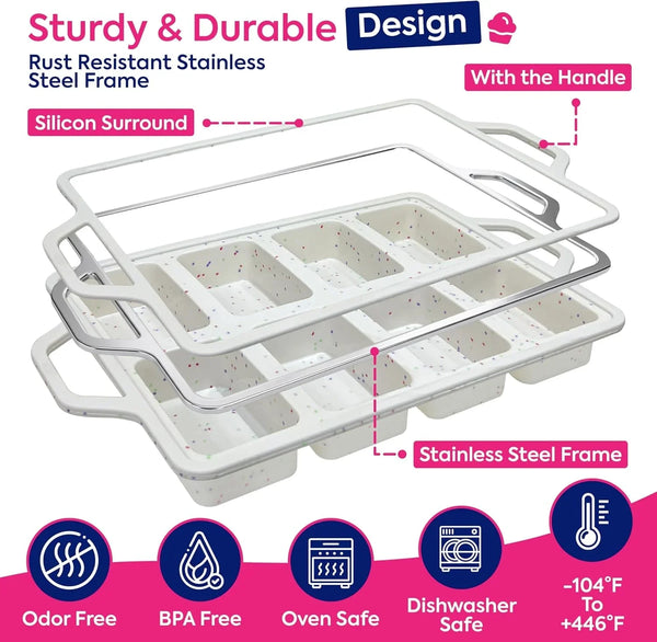 Silicone Mini Loaf Pans – 2 Pack, 8 Cavity Silicone Molds for Baking, Non-Stick Silicone Baking Pan3
