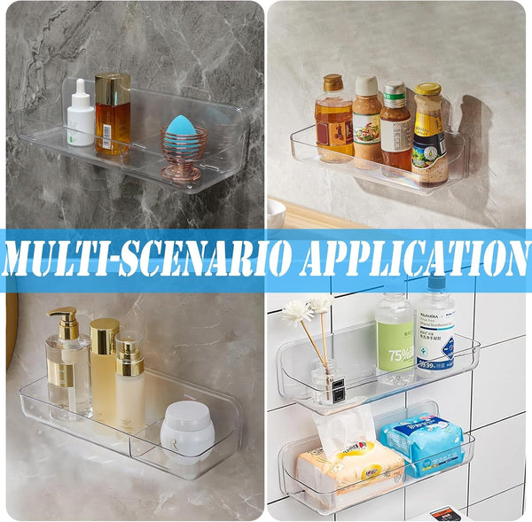2PK Bath Toy Storage Holder for Bathtub Large，Acrylic Adhesive Shelves, Adhesive Tape Bathroom Mirror Shelf,No Drilling Capacity Bathtub Toy Organizer Shower Caddy for Bathroom4