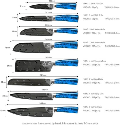 Knife Set, 14Pcs Japanese Knives Set, Multiple Colour Premium German Stainless Steel Chef Knife Set2