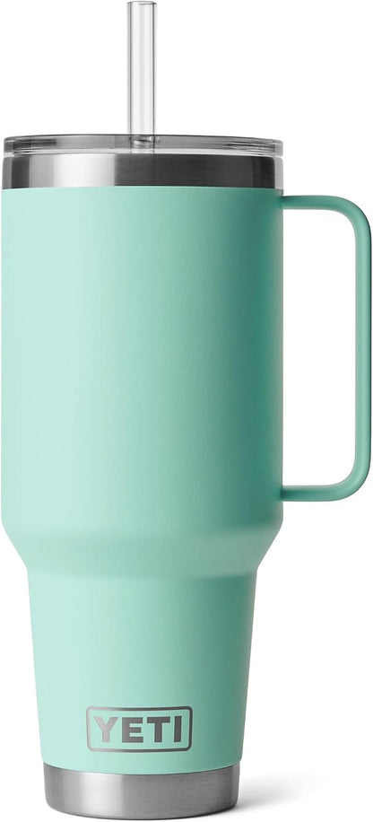 Rambler 42 Oz Tumbler with Handle and Straw Lid, Travel Mug Water Tumbler, Vacuum Insulated Cup with Handle, Stainless Steel, Seafoam1
