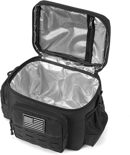 Tactical Lunch Bag for Mens Military Heavy Duty Lunch Box Work Leakproof Insulated Durable Thermal Cooler Bag for Adult Meal for Office Camping Picnic Pail MOLLE Webbing Black7