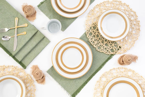Dinnerware Set for 8-40 Piece Porcelain Dish Set - Elegant Rope Gold5