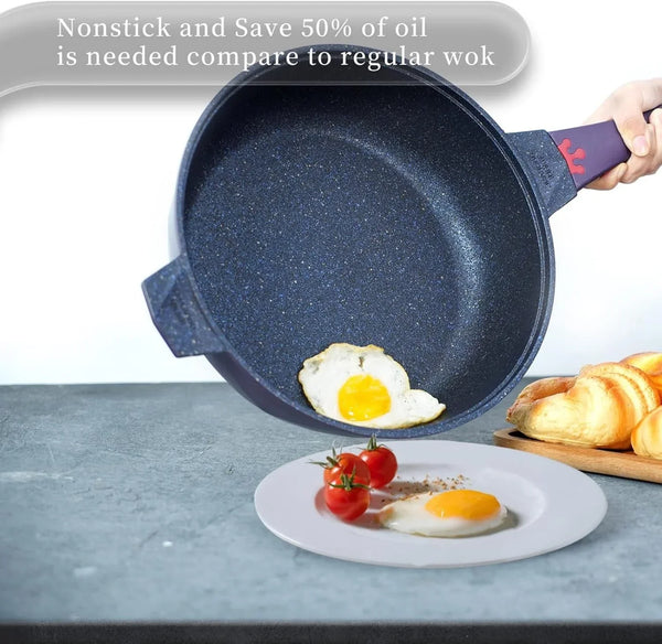 11 Inch Nonstick Frying Pan with Lid,8-In-1 Multipurpose Cookware | 5 Qt Deep Sauté Pan Skillet with Steamer, Pfoa-Free, Dishwasher & Oven Safe, Induction Compatible, Stay-Cool Handle,Purple4