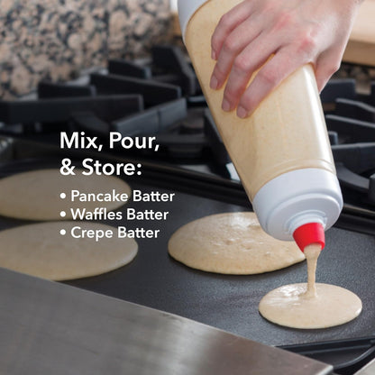 Pancake Bottle, Batter Dispenser and Mixer with Blenderball Wire Whisk, Durable, No-Mess, BPA Free, Dishwasher Safe, Mint2
