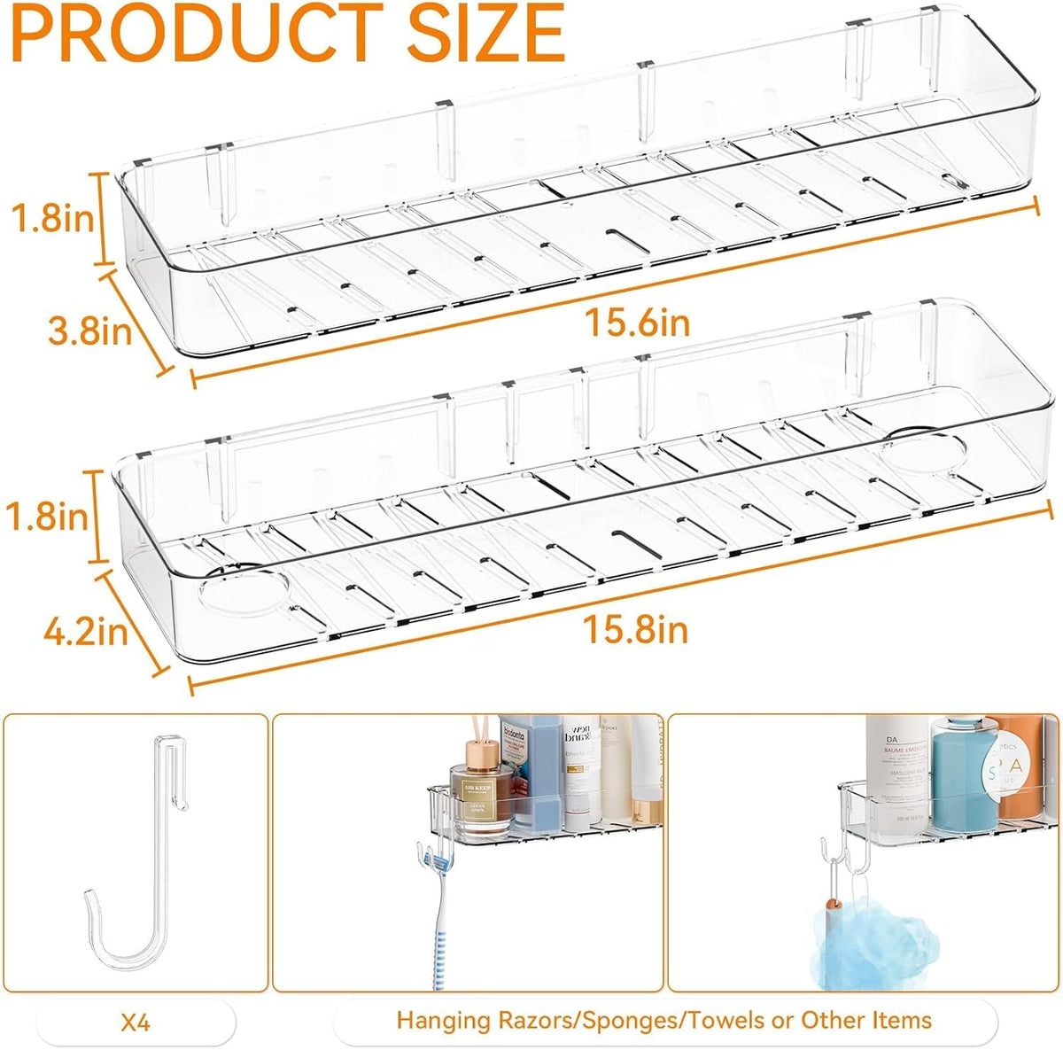 2-pack-clear-in-shower-organizers-adhesive-shower-caddy-no-rust-acrylic-shower-shelves-storage-rack-plastic-bathroom-shelves-bathtub-storage-organizer-shampoo-conditioner-holder-for-washroom